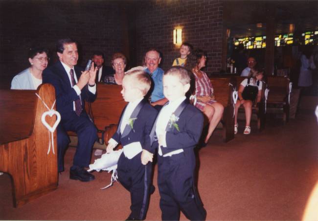 Alex Hauman carrying rings at Brian and Jessie's wedding, August 4, 2001