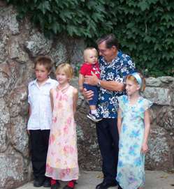 September 23, 2007 celebrating Claude's 80th birthday, Hart Ranch, Rapid City, SD, Great Grandchildren: Ian, Joslin, Cain, Jewel (Simon's grandchildren; Shawn's children).