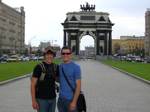 Justin and Tyler in Victory Park, Moscow, Russia, taken in 2008