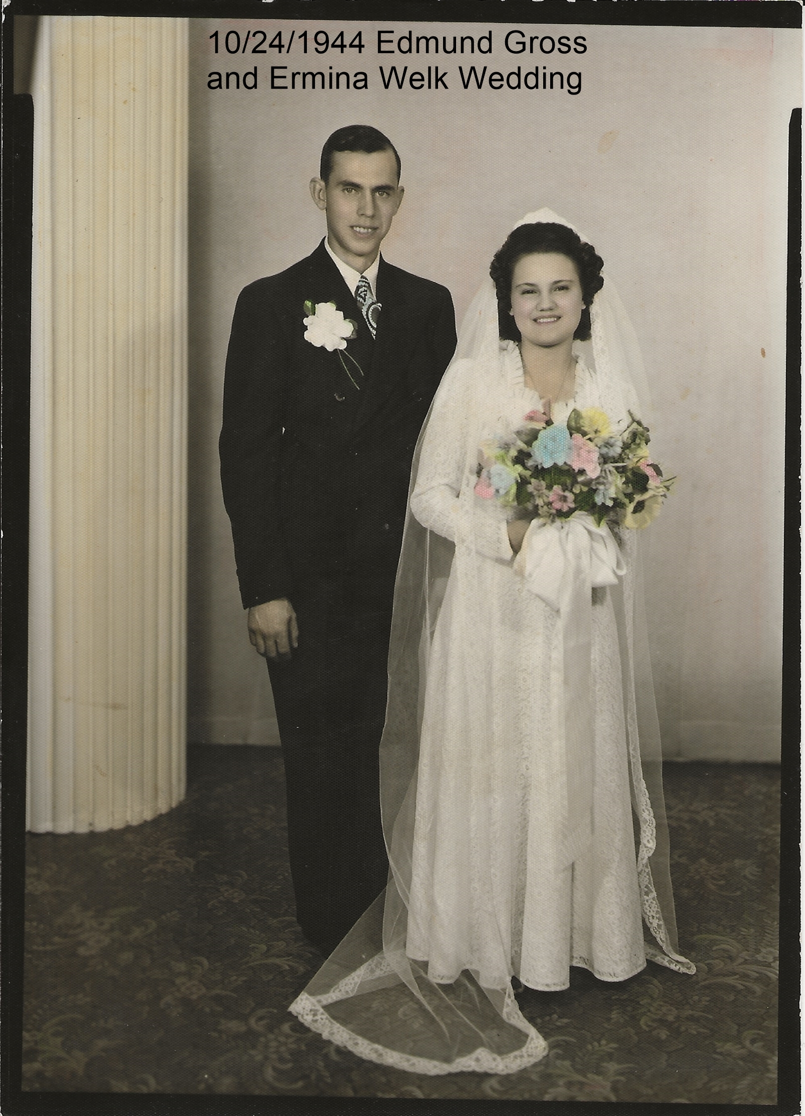 Edmund and Ermina Wedding, October 24, 1944.
