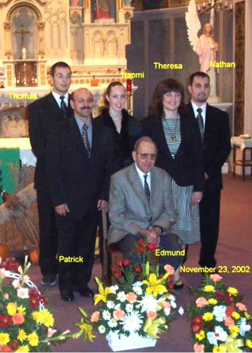 Patrick and Theresa Gross Family and Dad, Ermina's Funeral, November 23, 2002 at Sts. Peter and Paul Catholic Church, Strasburg, ND