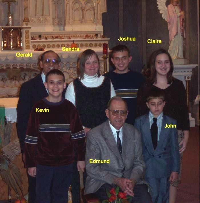 Gerald Gross Family and Dad, Ermina's Funeral, November 23, 2002 at Sts. Peter and Paul Catholic Church, Strasburg, ND