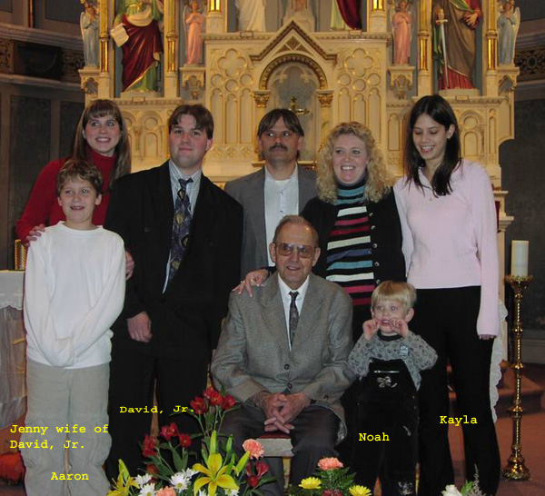 Part of David and Gloria Gross Family and Dad, Ermina's Funeral, November 23, 2002 at Sts. Peter and Paul Catholic Church, Strasburg, ND