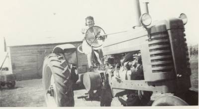 Ermina on Tractor, 1949
