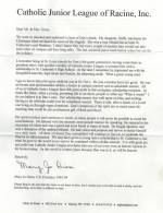 Letter to Kathy and Francis from the Catholic Junior League