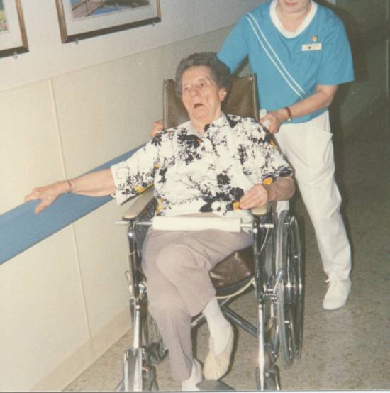 Ann (Gross) Kraft (age 88) at Trinity Nursing Home, Minot, N. Dak. August 1991.
