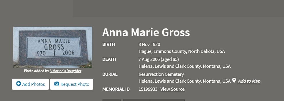 Anna Maria Gross obit