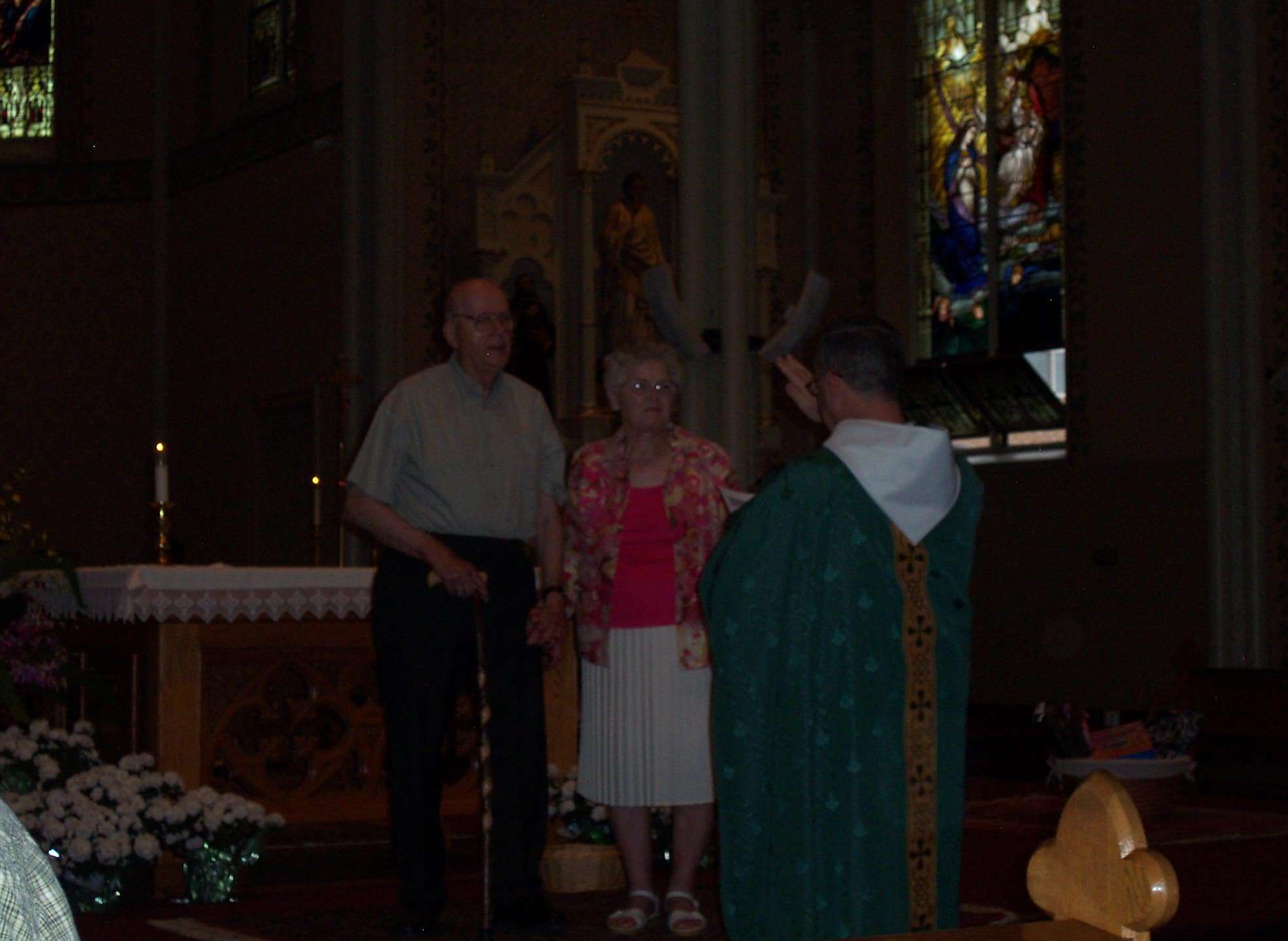 August 17, 2008, St Mary's Catholic Chuch, Mt. Angel, OR.  Joe & Fran renewing their 60th anniversay wedding vows.