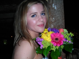June 9, 2007 at Emily and Joey's wedding: Jennifer with bouquet she caught