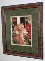 Cat on Ledge, Needle Point by Fran
