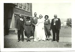 Joe and Fran Gross, Wedding Day August 16, 1948.  L-R: Carl, Barbara, Joe, Fran, Fran's Mom and Dad, Adam & Otillia Grinsteinner.