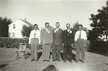 Joe and Fran Gross, Wedding Day August 16, 1948. L-R: Edmund, Pius, Joe Carl (father), Claude