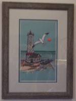 Lighthouse With Seagull, Needle Point by Fran