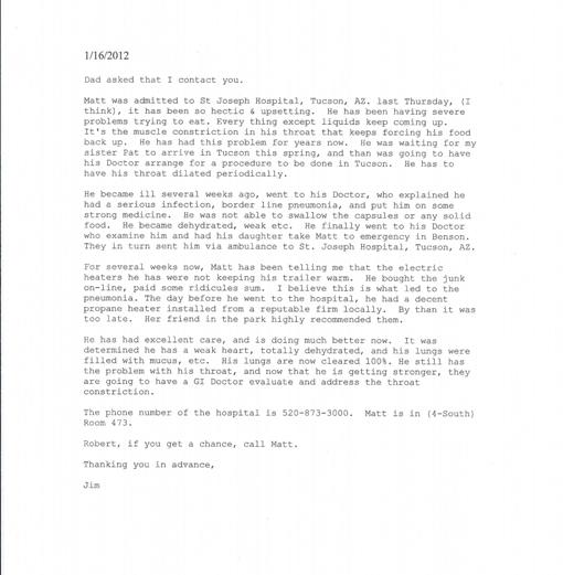 A letter from Jim, January 16, 2012