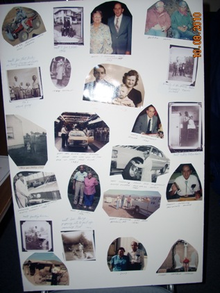 Matt's family pictures displayed at Matt's 90th birthday, Benson, AZ