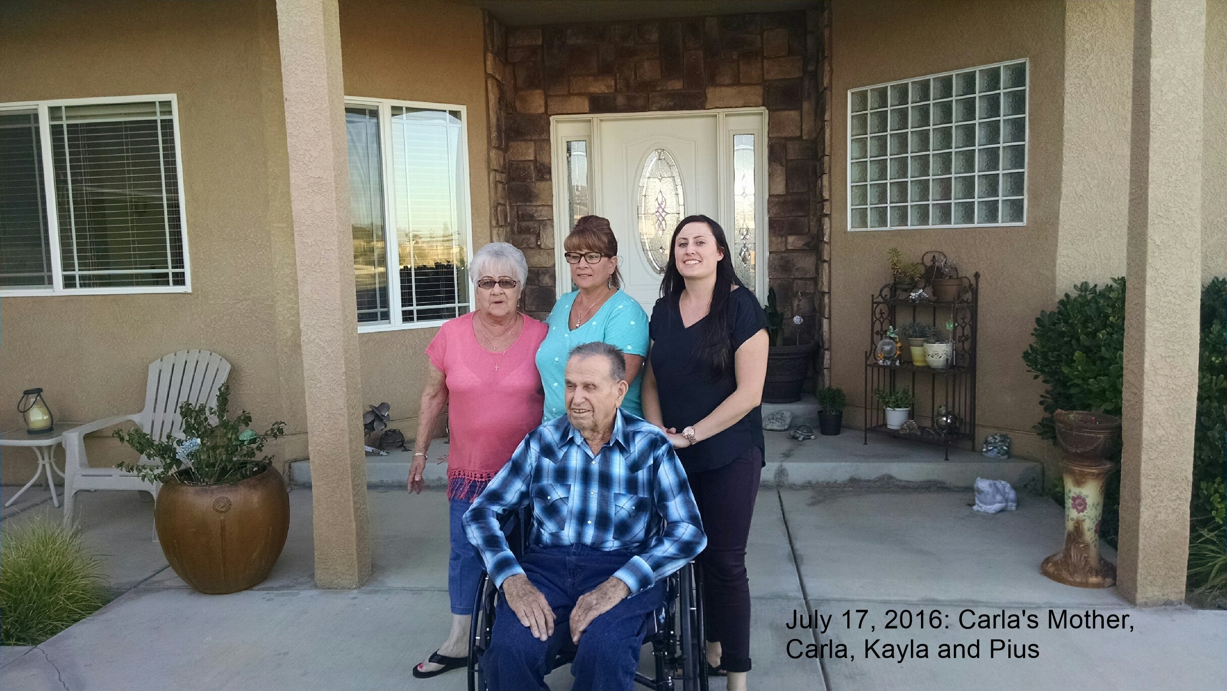 Carla, her Mom, Kayla and Pius, July 17, 2016.
