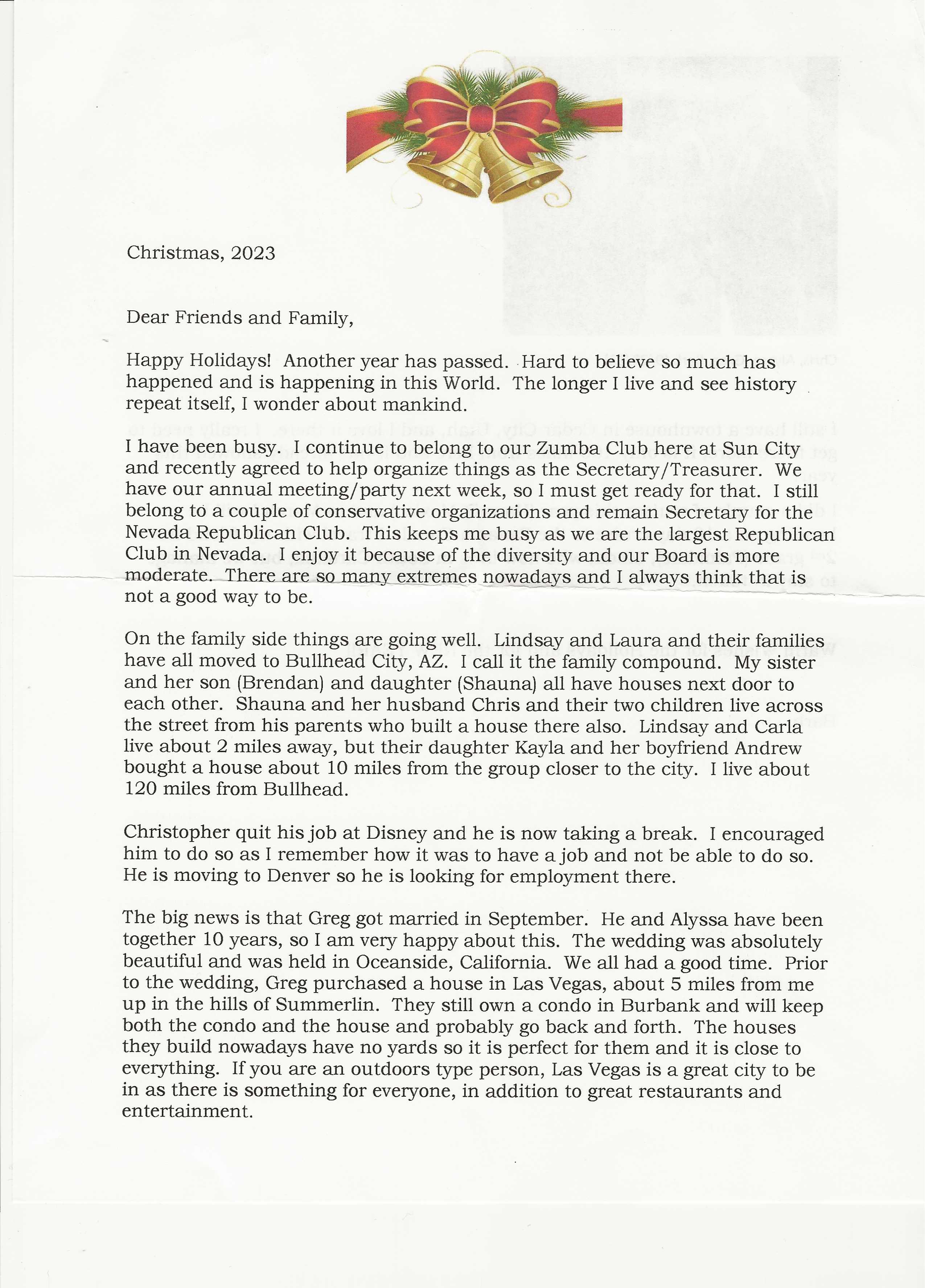 Barbara's 2023 Christmas Letter