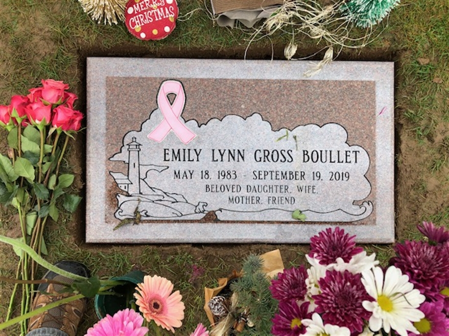 Emily's grave headstone.