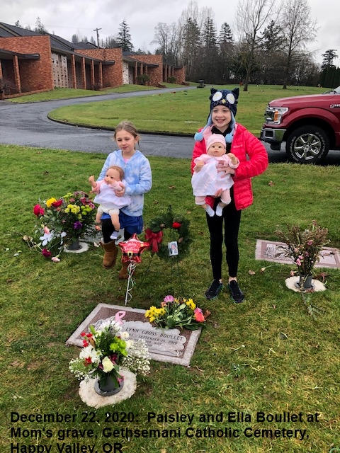 December 22, 2020: Paisley and Ella Boullet at Mom's grave.