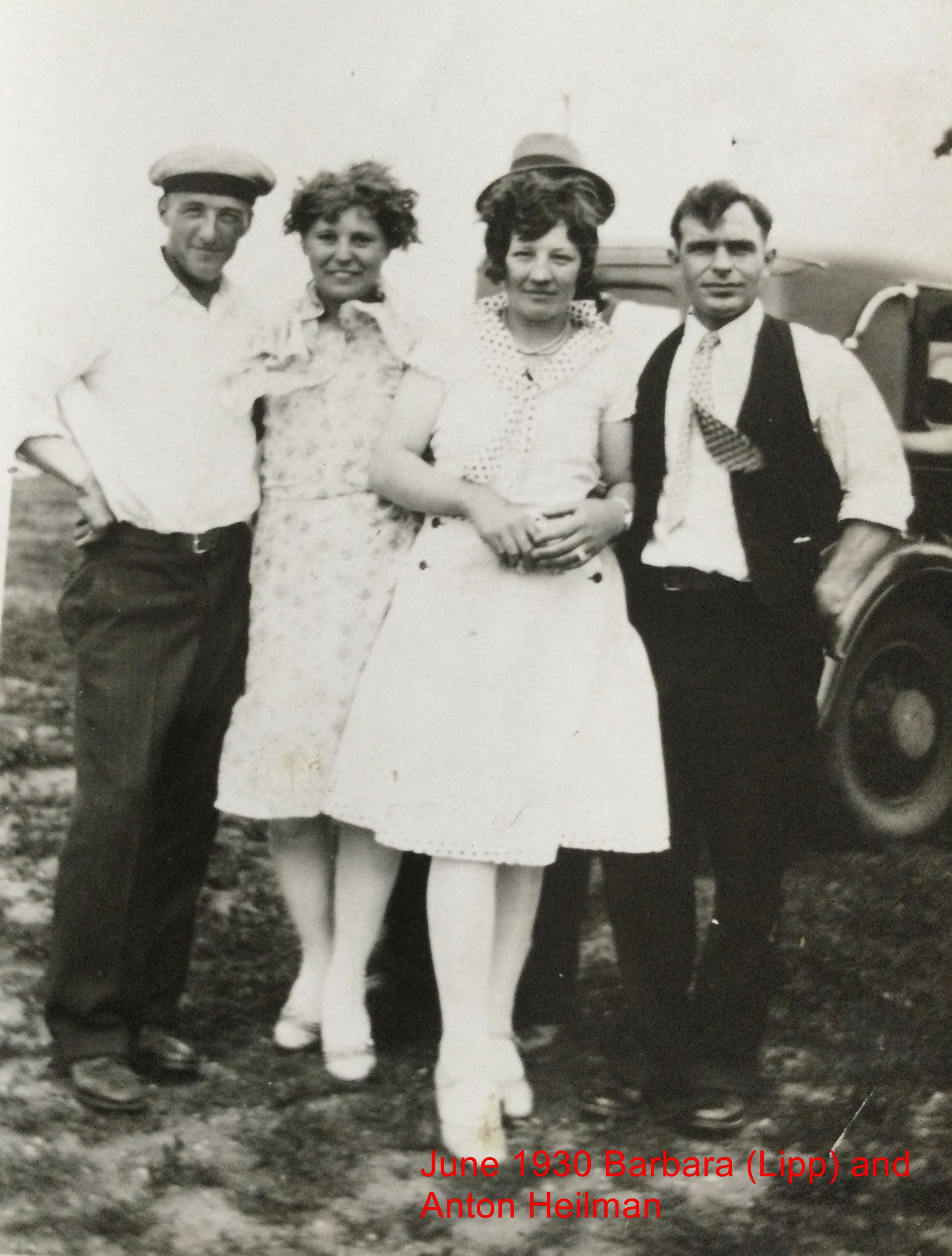 June 1930, Anton and Barbara (Lipp) Heilman.  Couple on left unknown.