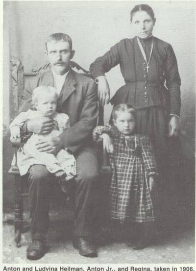 Anton Sr. and Ludwina Heilman, on lap Anton Jr., and Regina taken in 1906
