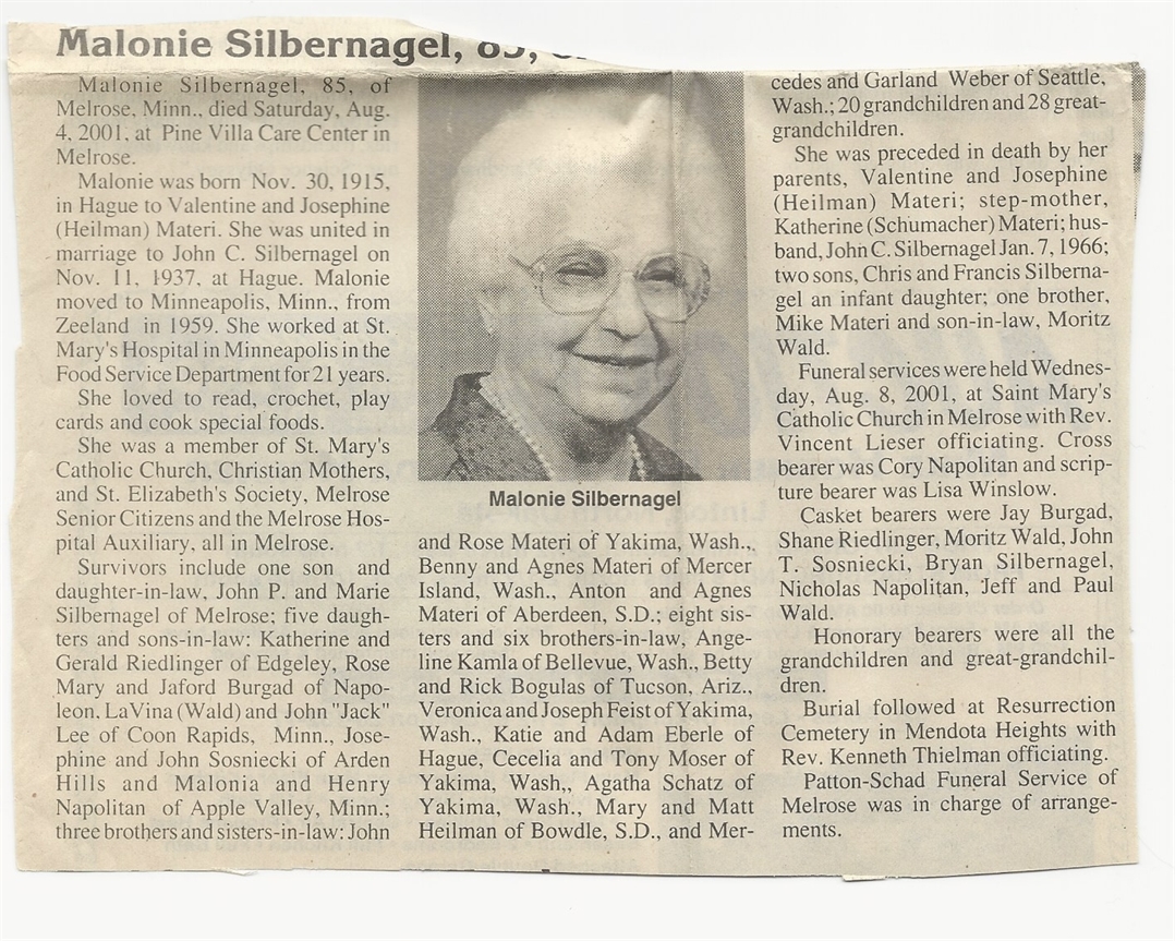 Melonie (Materi) Silbernagel, daughter of Josephine Heilman
