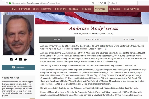 November 2, 2018 Viegut Funeral Home Obituary