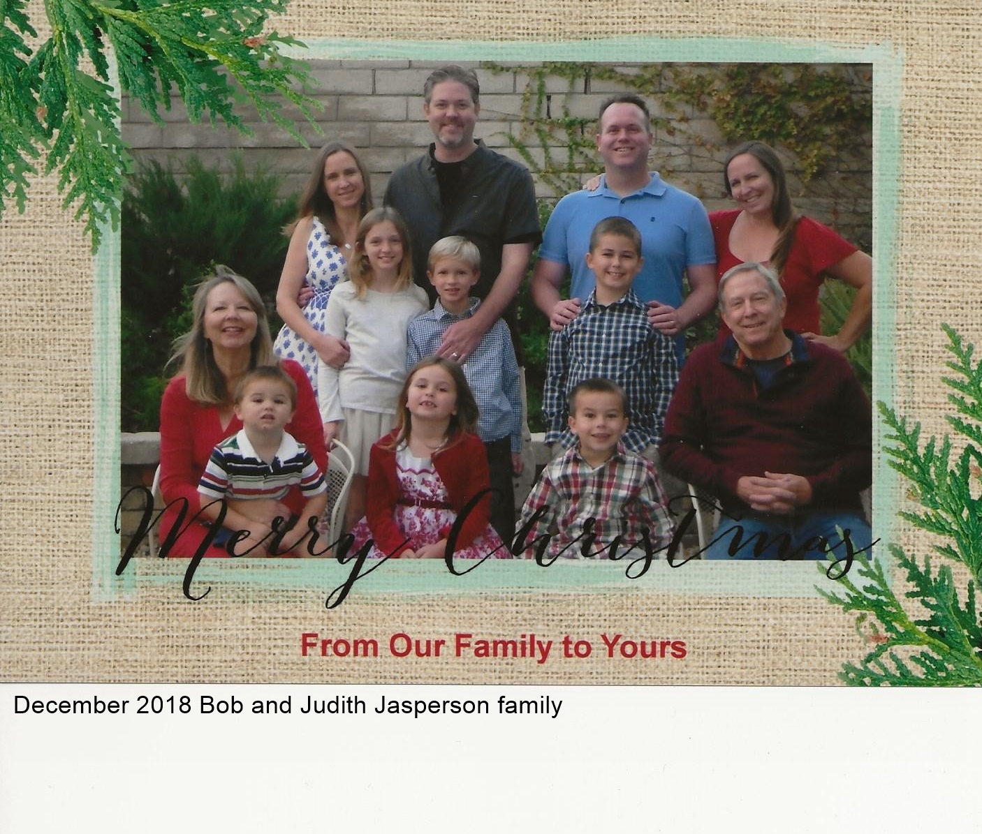 Judith and Bob Jasperson's family 2018