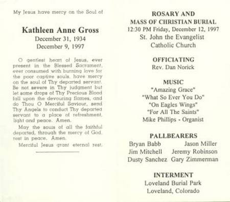 Kathy's Christian Burial Card