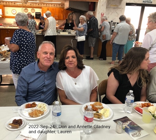 Sept 24, 2022, Don and Annette, and daughter Lauren at Darlene's memorial service, Mission, TX