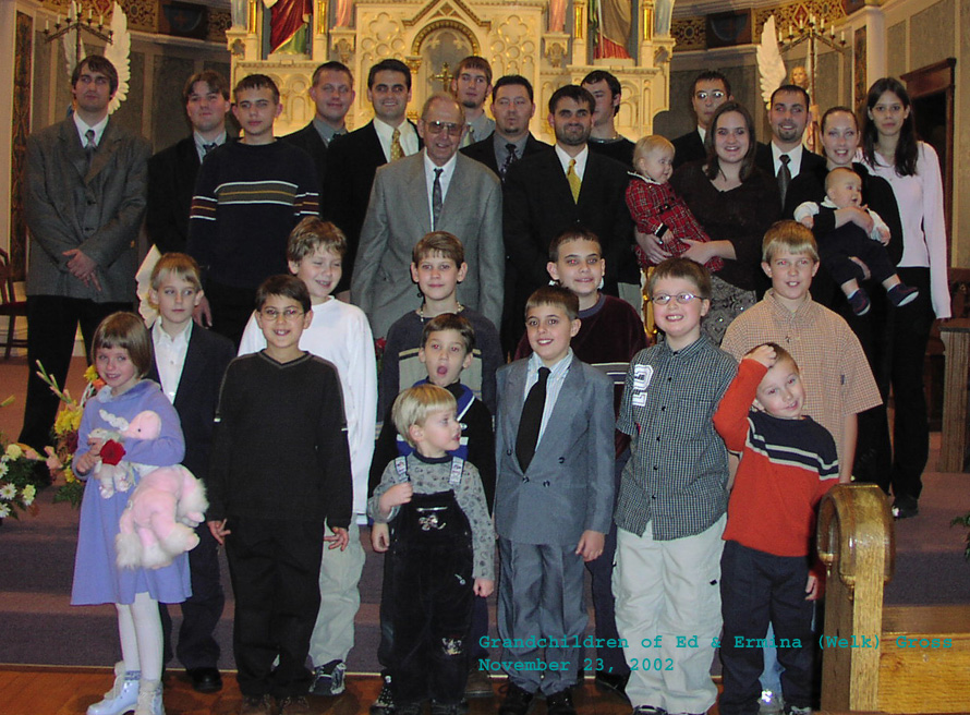 Grandchildren of Edmund and Ermina (Welk) Gross, Ermina's Funeral, November 23, 2002 at Sts. Peter and Paul Catholic Church, Strasburg, ND