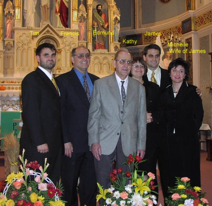 Francis Gross Family and Dad, Ermina's Funeral, November 23, 2002 at Sts. Peter and Paul Catholic Church, Strasburg, ND
