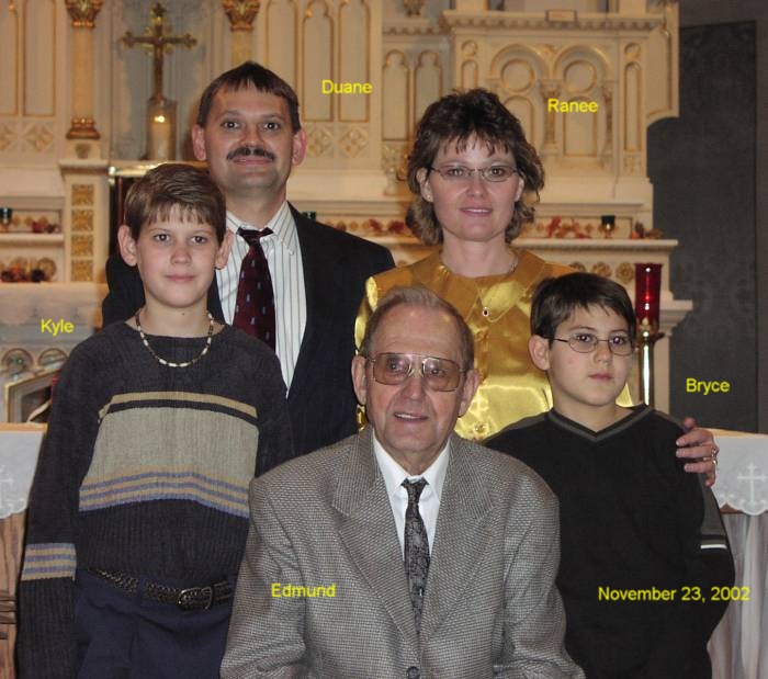 Duane and Ranee Gross Family and Dad, Ermina's Funeral, November 23, 2002 at Sts. Peter and Paul Catholic Church, Strasburg, ND