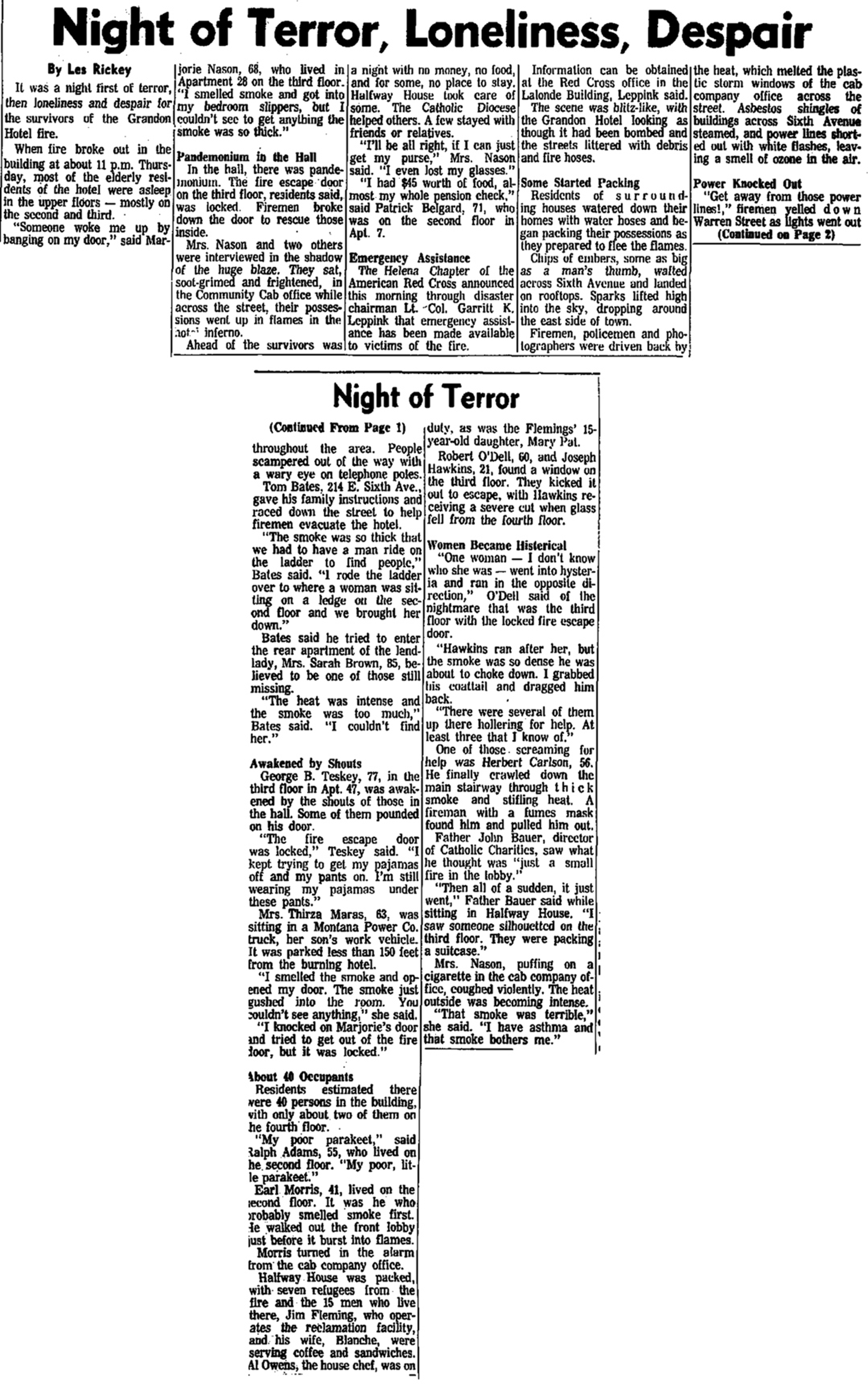 Grandon Hotel Fire Article