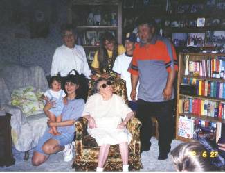 Frances Gross Feist Five Generations, June 27, 1998 family reunion at Woodland, Washingtion celebrating Francess' 100 birthday.
