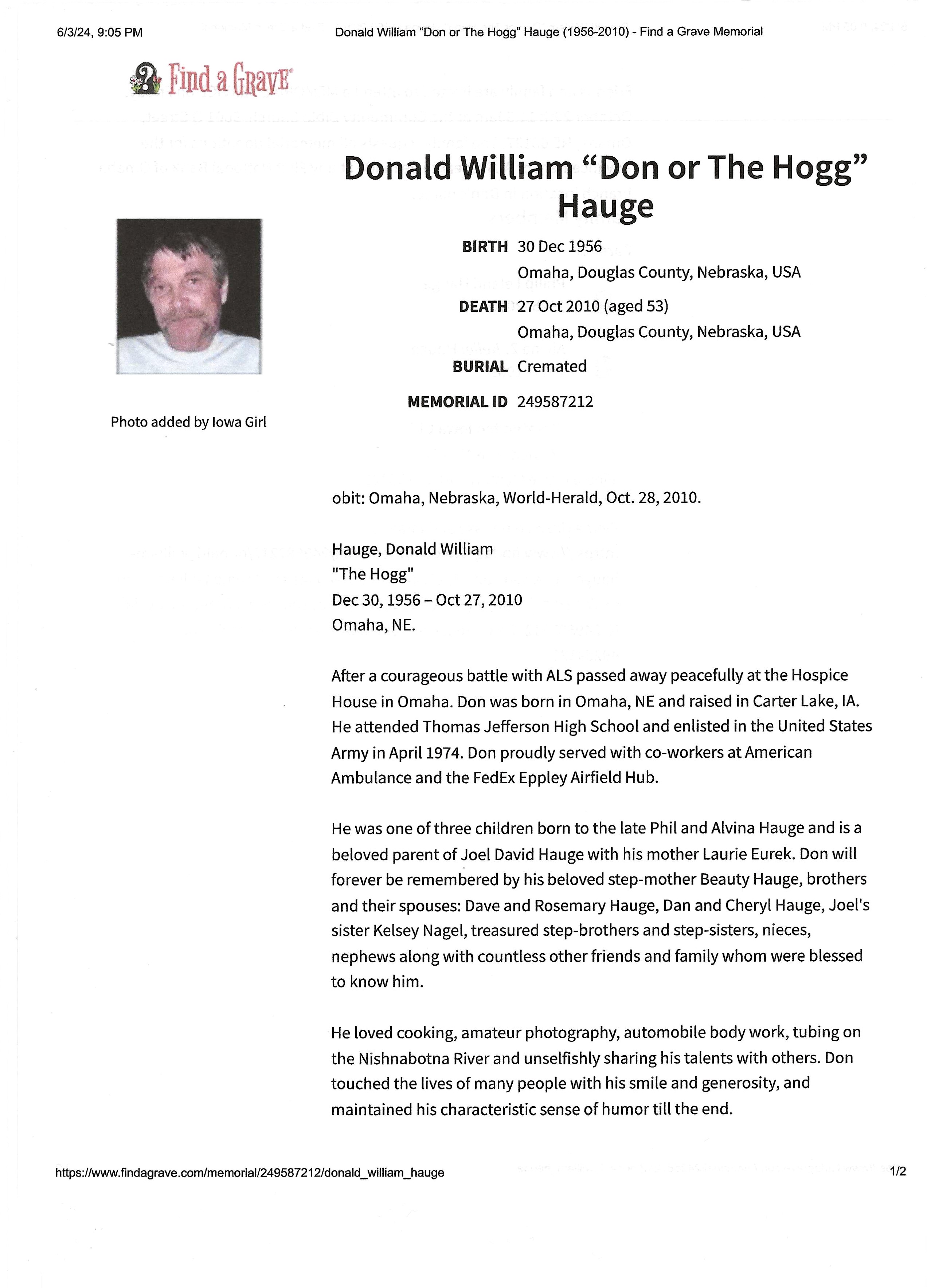 Donald William Hauge