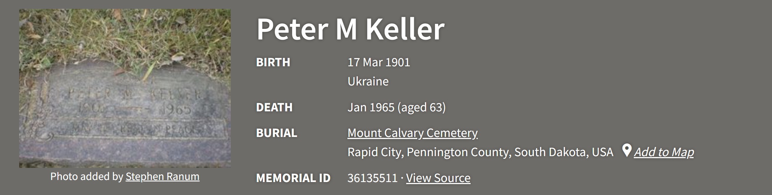 Peter M Keller grave