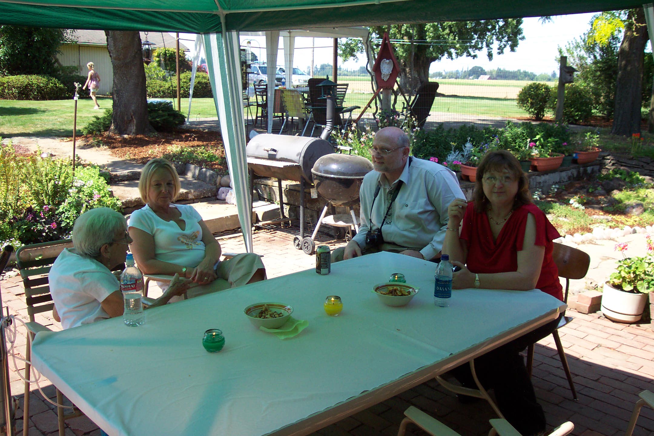 August 16, 2008, Ann, Fran's 87 yr old sister, Lori, Charles and Debbie at Joe and Fran's 60th wedding anniversary.