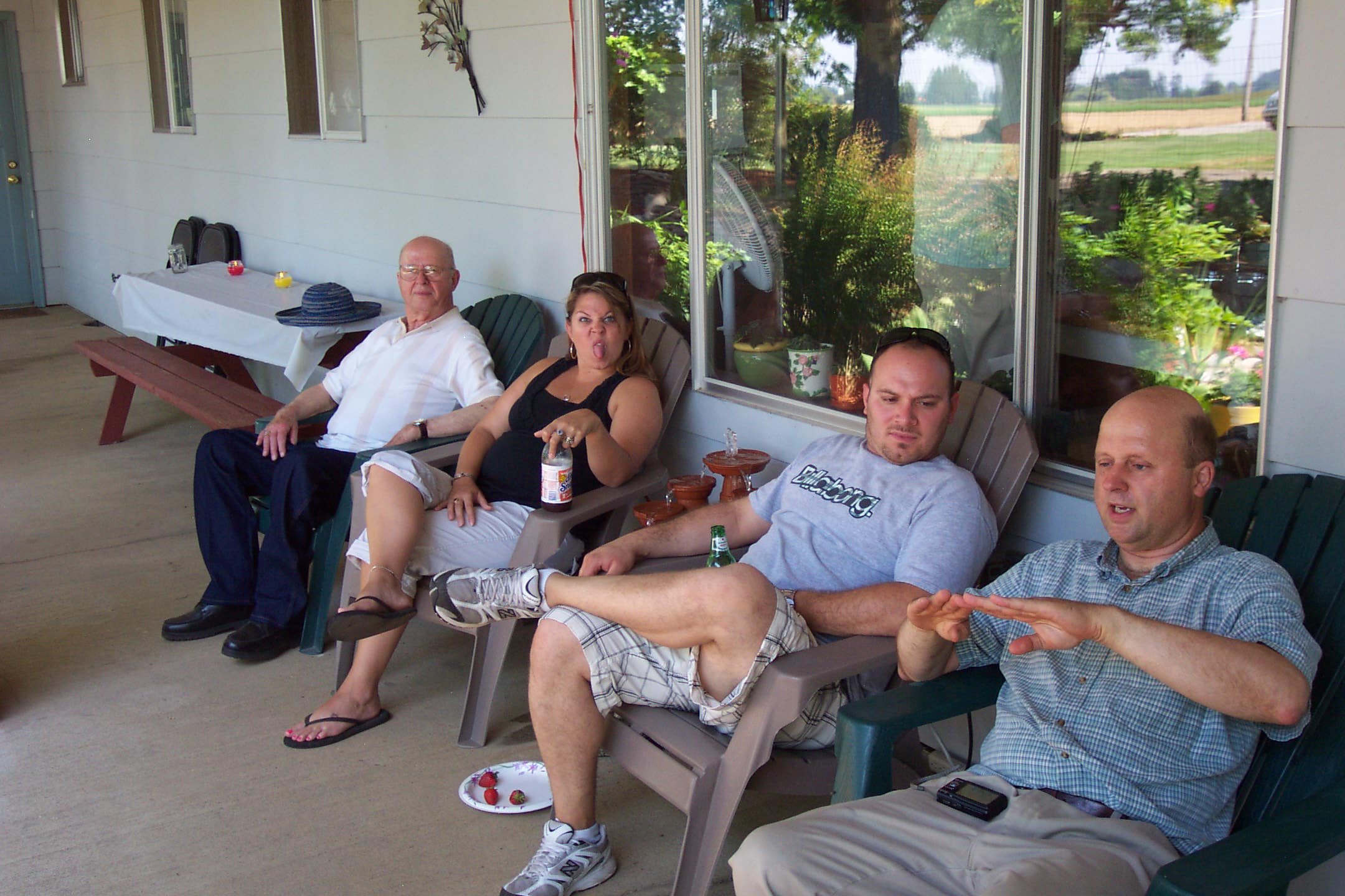 August 16, 2008, Joe, Emily, Joey and Myron at Joe and Fran's 60th wedding anniversary.