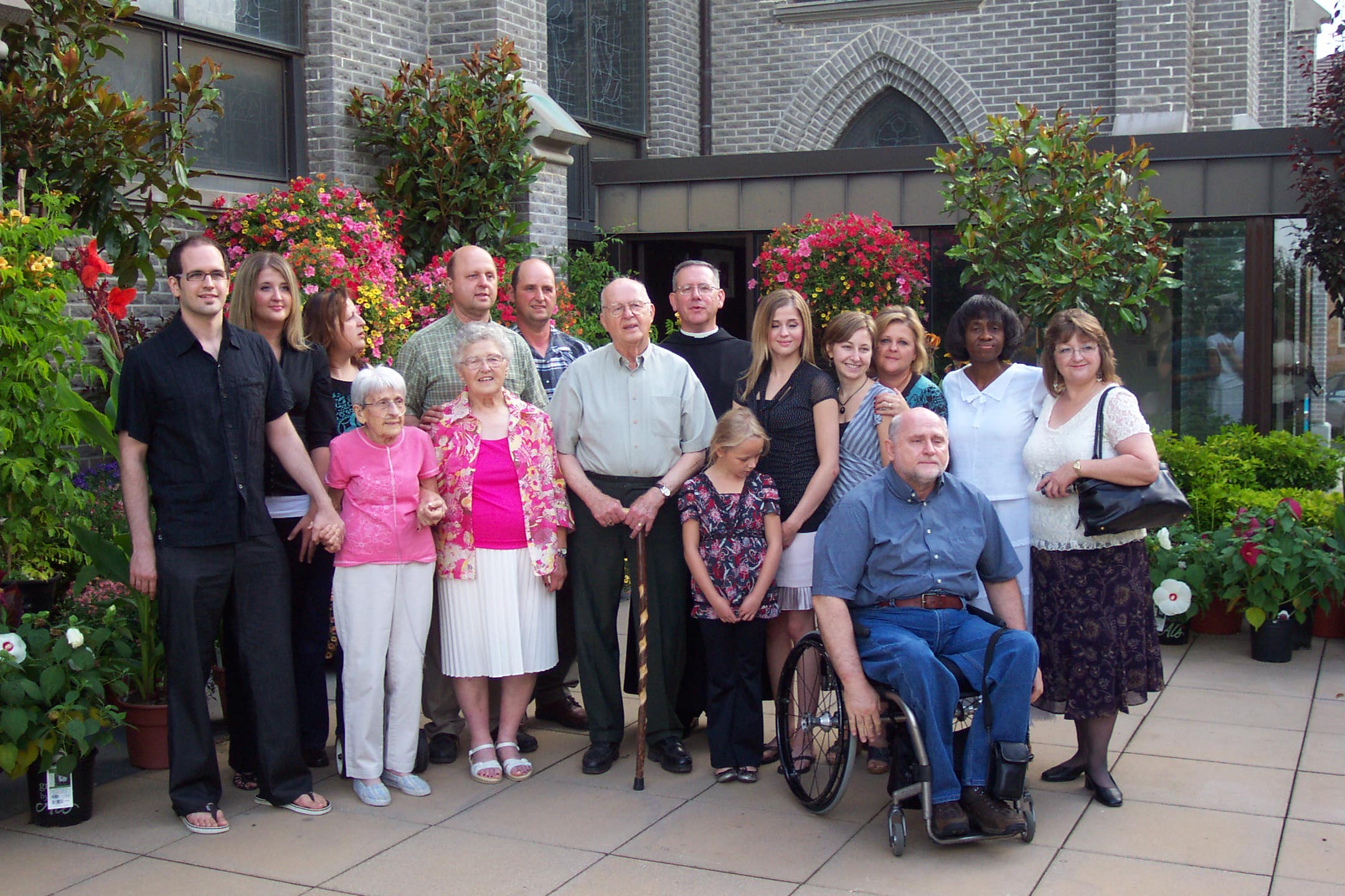 August 17, 2008, St Mary's Catholic Chuch, Mt. Angel, OR., family with Father Weible.