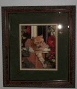 Cat on Ledge, Needle Point by Fran
