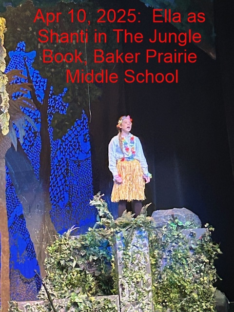 May 2025, Ella as Shanti in The Jungle Book play.
