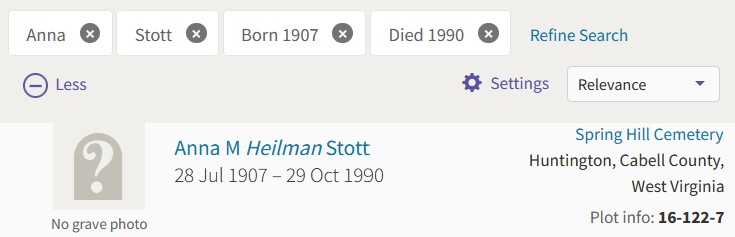Anna Heilman Stott Cemetery