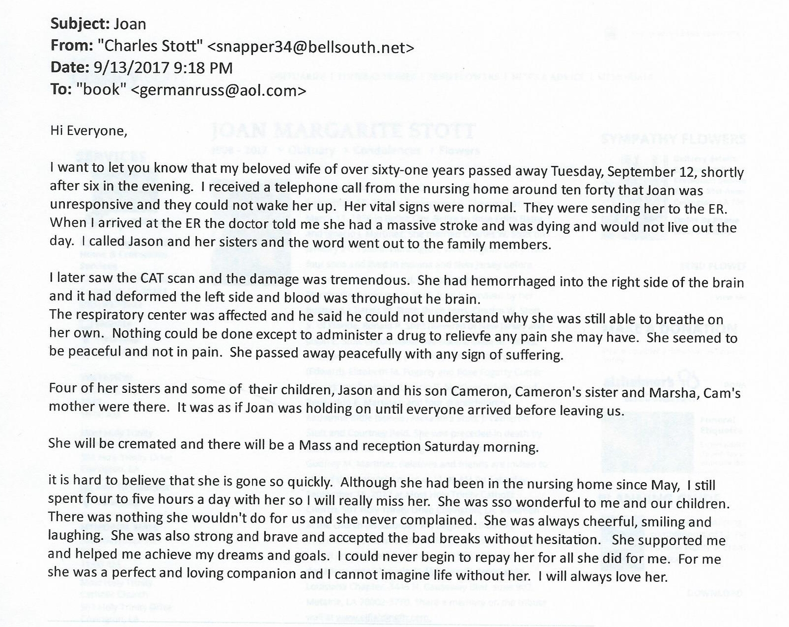 Charles Stott, JR Letter