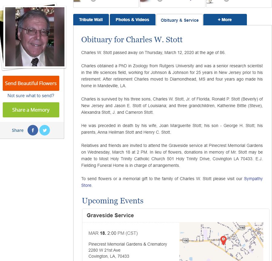 Charles Stott Obit