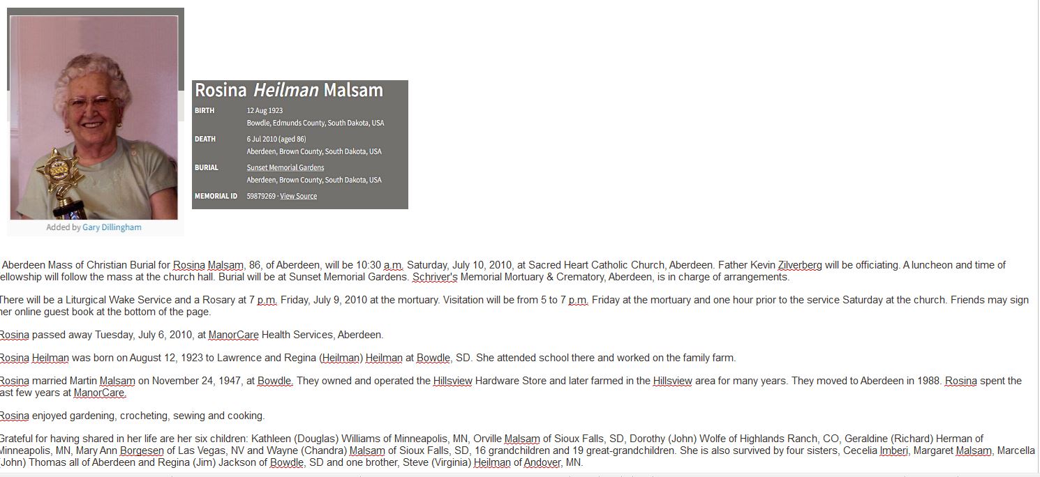 Rosina Heilman Malsam