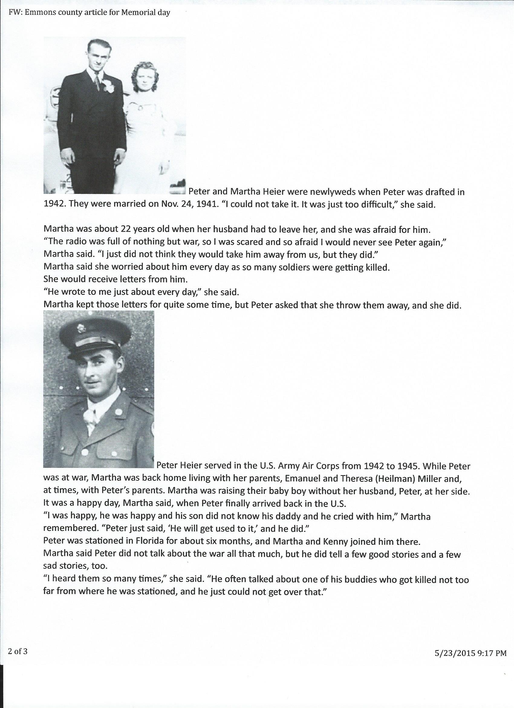 Martha (Miller) Heier and family, Emmons County Record