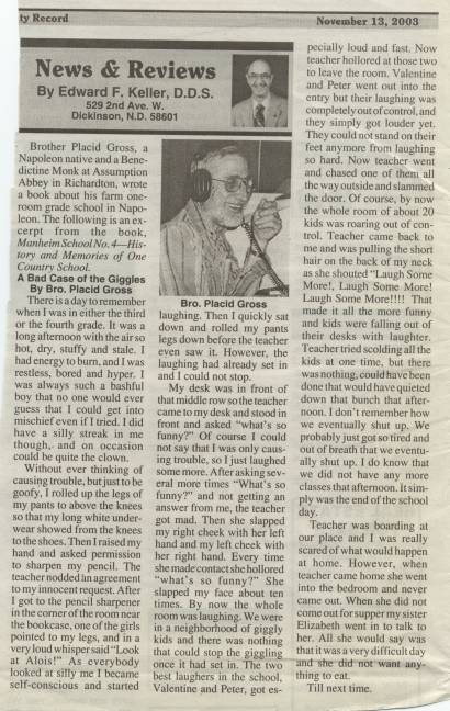 Brother Placid Gross, Richarton Abbey, Richarton, N.D., 11/13/2003