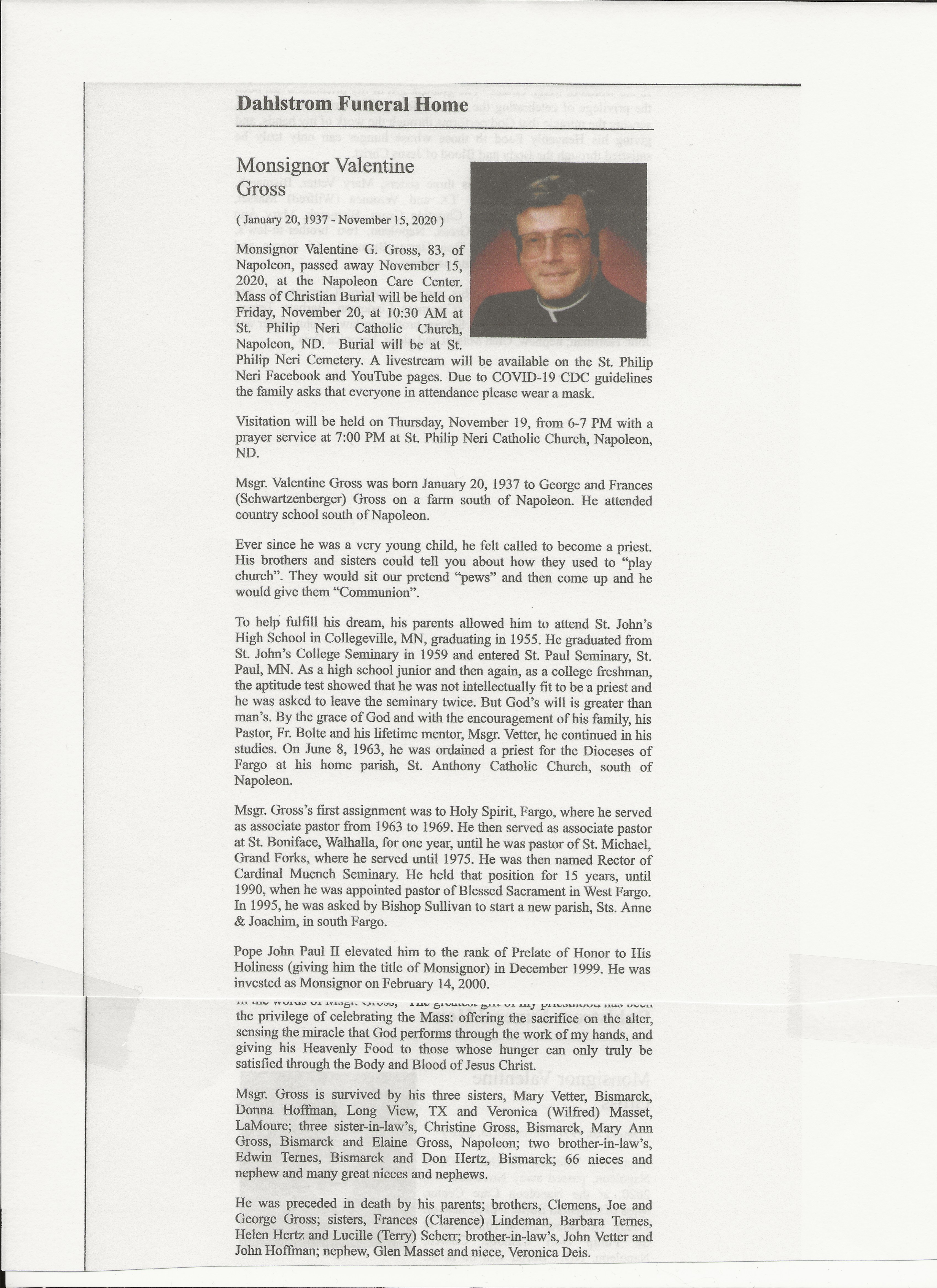 Msgr. Val Gross